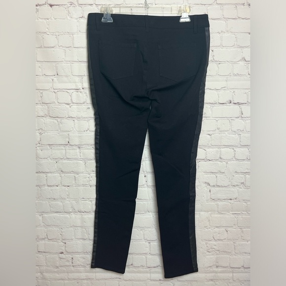 Paige Black Skinny Pants with Leather Tuxedo Stripe - Picture 6 of 13